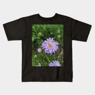 Purple Wispy Flower Photographic Image Kids T-Shirt